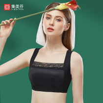  Bandeau underwear womens anti-light thin beauty back without steel rim full cup big chest small vest bra chest summer