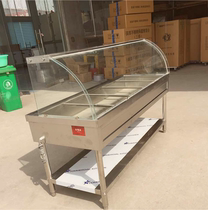 Heating fast food insulation table Commercial insulation table Glass cover sales table Glass cover insulation sales table Heating table