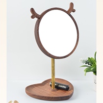 Maple rubber standard new solid wood ins desktop single-sided mirror antler small monster oversized mirror makeup dressing mirror