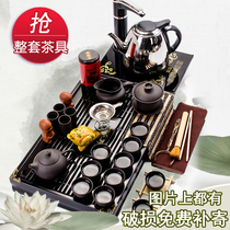 Kung Fu tea set Household set special price Ceramic tea drinking teapot Teacup Tea ceremony electric stove solid wood tea tray small