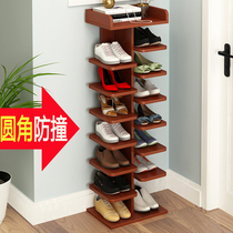 Shoe rack shoe cabinet home door simple storage artifact solid wood quality economical dust-saving space small shelf
