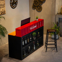 Vintage solid wood cash register wrought iron container bar bar clothing store front industrial style barber shop reception desk