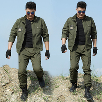 Spring and autumn runner-up green casual camouflage suit suit mens tactical wear-resistant labor protection work clothes Military uniform genuine tooling women