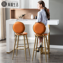 Ayu life Nordic light luxury bar chair Modern simple fashion bar chair backrest gold stainless steel high stool