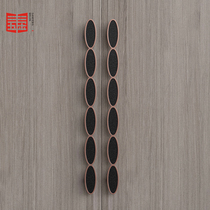 Modern minimalist solid wood door handle antique copper high black pull handle glass door hotel conference office handle