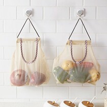 (1 3 pieces) Hanging fruit and vegetable storage bag portable portable kitchen hollow breathable garlic onion hanging bag