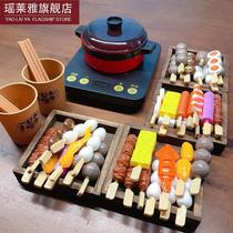 Childrens house kitchen toys simulation food breakfast barbecue hot pot skewers burgers baby cooking set