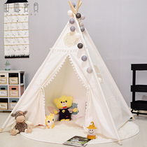 INS indoor childrens tent game house white hair ball baby climbing baby triangle spire Indian tent