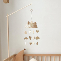 ins Wind Korean rattan bear hat bed chimes wind chimes baby comfort toys childrens room decoration pendant wall hanging