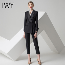 IWY high-end black suit outside suit female fashion temperament goddess professional business commuter suit formal dress president