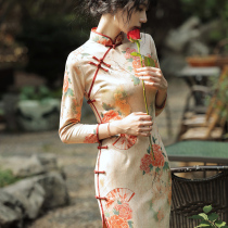 The new spring and autumn Chinese wind dress for long retro - temperament elegant long sleeve woman in 2023