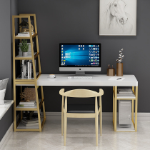 Light luxury desk bookshelf combination table solid wood desk student desk corner Nordic desktop computer desk