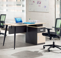 Genova White Oak staff table double modern minimalist computer assembly desk four-person screen with drawer