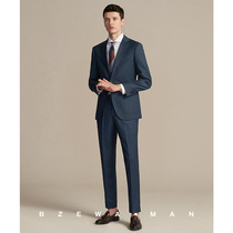 Italian fine twill Business mens suit Suit Slim wedding banquet Grooms dress Formal horn buckle suit