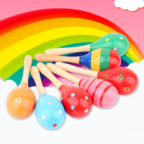 Newborn baby wooden sand hammer baby early education puzzle percussion instrument children hand bell grip audio-visual toy