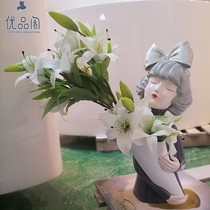 FRP portrait flowerpot custom indoor beauty Chen creative human face Vase ornaments outdoor floor decoration big flower Ware