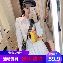 Long-sleeved polo collar shirt dress ladies spring and autumn weather age design sense niche white shirt tide