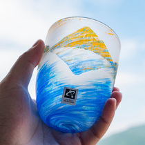 Simi Market Japan imported Moon Night Field Workshop handmade glass embossed frosted water Cup Fuji Mountain gift box