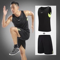 Sports fitness suit suit Summer loose sleeveless vest shorts Gym mens training quick-drying running clothes