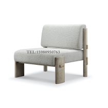 Italian light luxury solid wood single sofa chair model room post-modern minimalist fabric leisure chair hotel armchair