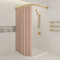 Shower curtain set Free perforated curved rod Bathroom tarp bath partition Nordic bathroom mildew thickened curtain