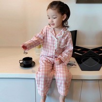 Girls pajamas spring and autumn Korean version 2021 new childrens suit baby foreign girl pajamas two home clothes