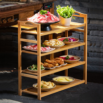 Vegetable rack Hot Pot restaurant Placing dishes multi-layer commercial rack Hotel barbecue rack kitchen solid wood vegetable shelf