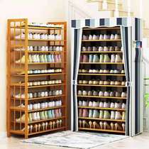 Shoe rack multi-layer cloth cover simple large-capacity bamboo door home indoor good-looking dust-proof Oxford cloth storage shoe cabinet