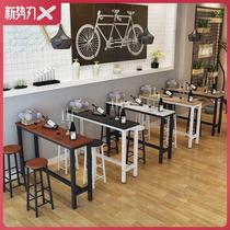 Sub-wall solid wood wrought iron restaurant feet with water Home by table and chair Milk tail Simple high platform Heyang Ba group bar