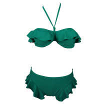 Mlorb hot spring beach split swimsuit Korean version of the Japanese bikini lotus leaf lace sweet cute swimsuit woman