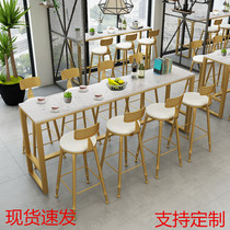 Marble bar table Commercial milk tea shop table chair Balcony Home Nordic wall Creative light luxury partition Simple