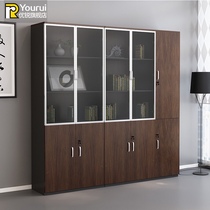 Office file cabinet Data cabinet with lock storage file cabinet Wooden glass high cabinet boss room bookcase furniture