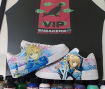 (Custom appreciation)AF1 sneakers custom FateKing Arthur Saber graffiti custom sneakers DIY