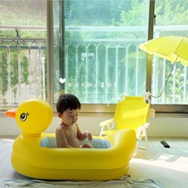 Baby swimming bucket home folding swimming pool baby indoor inflatable free newborn children padded bath tub
