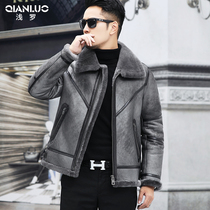 Original ecological leather hair one man short lapel Haining leather wool liner fashion fur jacket jacket