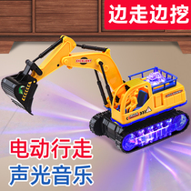 Childrens electric excavator toy boy flash music toy car deformation universal engineering vehicle excavator baby