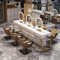 Led lamp makeup mirror beauty salon perm hair dyeing iron mirror barber shop double-sided lamp round mirror table one