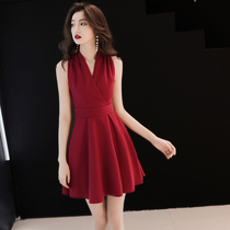 Short bride toast dress women can usually wear summer red wedding little man engagement small evening dress dress
