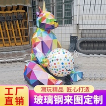 FRP sculpture custom geometric section bear animal landscape garden cartoon figure statue large floor ornaments