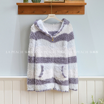 Original D Good Goods batch clearance soft cotton hoodie warm thick winter home zipper cardigan striped home clothing women