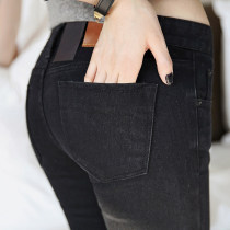 Black jeans womens summer thin section 2021 new Korean edition high waist small feet pencil pants tight stretch nine-point pants
