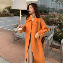 Autumn and winter 2021 new womens Hepburn style double-sided cashmere coat temperament Joker thick woolen coat women
