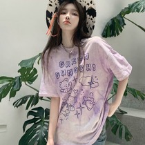 ins super fire loose thin short-sleeved t-shirt womens summer new foreign style versatile medium-long small round-neck top