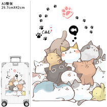 Cartoon cute animal ins wind luggage sticker Suitcase trolley case Room decoration large sticker waterproof