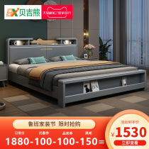 2021 new storage solid wood bed Nordic 1 8M modern simple 1 5 m master bedroom double bed high box bed