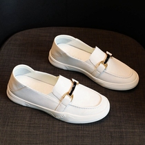 Simple not simple very comfortable A D Hepburn white womens shoes 2021 summer new pedal shoes