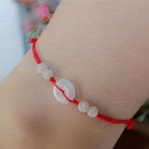 This year's red rope transfer anklet female safe buckle jade jade lovers male fat MM long thick leg jewelry