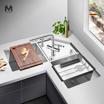  Mambaton kitchen corner sink double groove corner shaped multi-function stainless steel vegetable sink sink with knife holder