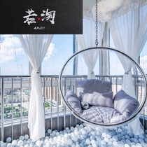 Promotional punch drill net red bubble chair Transparent glass space chair Adult indoor Nordic hanging basket Rattan chair hanging chair