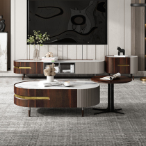 Nordic simple rock board coffee table TV cabinet combination set living room light luxury smoky tea table combination Net red floor cabinet